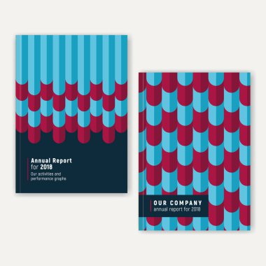 Vektör yıllık rapor şablonu. Gösterişli bir şekilde dekore edilmiş tasarım yıllık raporunu veya herhangi bir tam sayfa Dergi tasarım. 