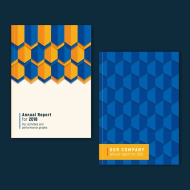 Vektör yıllık rapor şablonu. Gösterişli bir şekilde dekore edilmiş tasarım yıllık raporunu veya herhangi bir tam sayfa Dergi tasarım. 