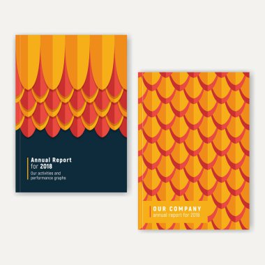 Vektör yıllık rapor şablonu. Gösterişli bir şekilde dekore edilmiş tasarım yıllık raporunu veya herhangi bir tam sayfa Dergi tasarım. 