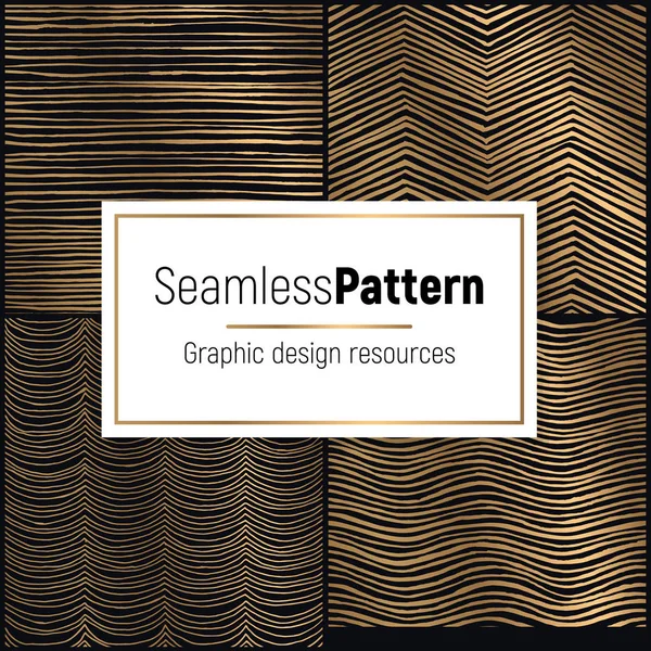 Luxurious Seamless Pattern Colelction Simple Flashy Background Glossy Gold Dark — Stock Vector