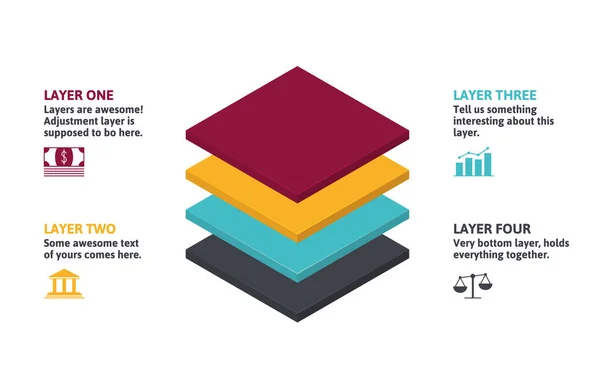 Layered Szablon Pouczające Projektowanie Graficzne Elementy Instancji Vector Szablon Slajdów — Wektor stockowy