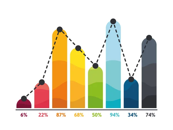 Gráfico Barras Diseño Plano Plantilla Para Informes Anuales Tomas Presentación — Vector de stock