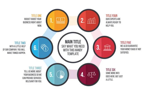 Circle Infographic Template Numbered Option Template Space Your Text Flat — Stock Vector