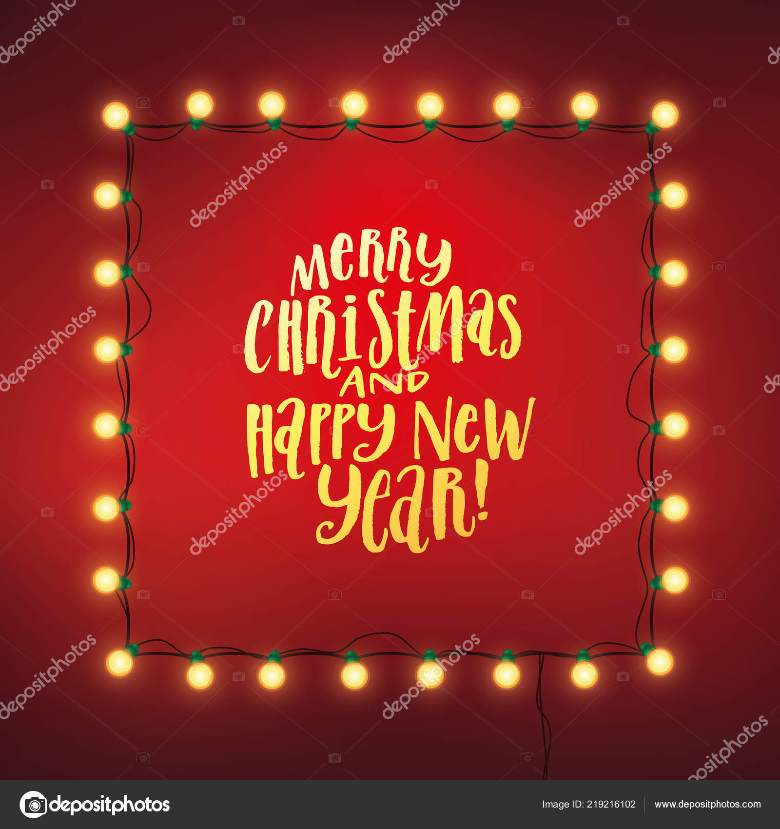 Fairy Lights Square Frame Hand Lettering Typographic Badge Fairy Lights Square Frame Hand Lettering Typographic Badge Ilration Stock Vector