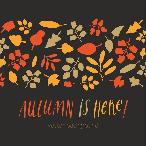 Autumn Leaves Dark Background Composed Illustrated Fall Leaves Vectog Graphic — Stock Vector