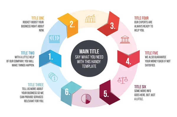 Pfeilkreisvorlage Mit Platz Für Ihren Text Infografische Vorlage Pfeilkreis Informationsbroschüre — Stockvektor