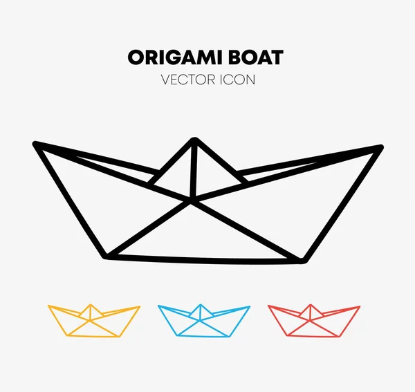 Umriss Origami Boot Symbol Vektor Symbol Für Schiff Aus Gefaltetem — Stockvektor