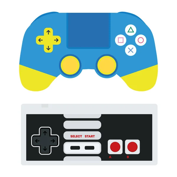 Two Video Game Controllers Console Old Modern One Pack Two — Stock Vector