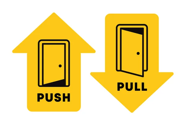 Push Pull Vector Icon Yellow Arrow Outline Door Illustration Design — Stock Vector