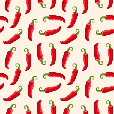 Baharatlı acı biber seamless modeli kompozisyon. Vektör grafik tasarım öğesi, tebrik kartları veya Web sitesi banner için mükemmel. Sonsuz desen döşemesi oluşan kırmızı biber biber.