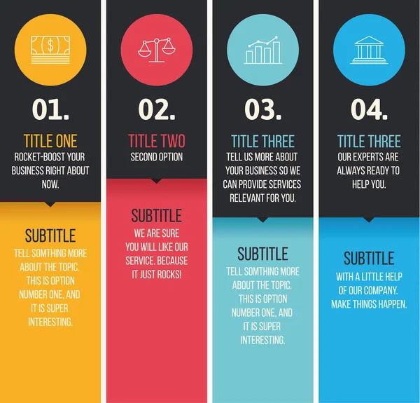 색상에 Infographic 마케팅 템플릿입니다 그래픽 워크플로 레이아웃 비교에 디자인 매기기 스톡 일러스트레이션