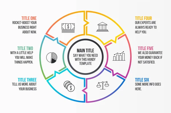 Kreisförmige Regenbogen Gradienten Infografik Vorlage Minimal Nummeriertes Banner Für Diagramm — Stockvektor