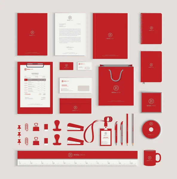 Modelo Design Identidade Corporativa Vermelha — Vetor de Stock