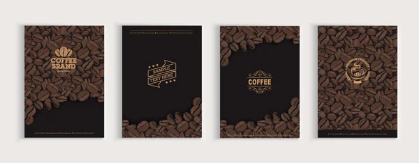 Grains Café Couverture Design Ensemble — Image vectorielle