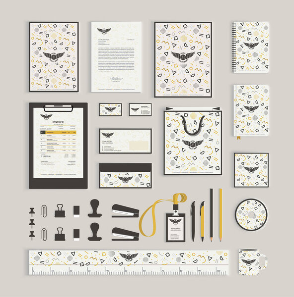 Шаблон фирменного стиля с шаблоном Мемфиса
