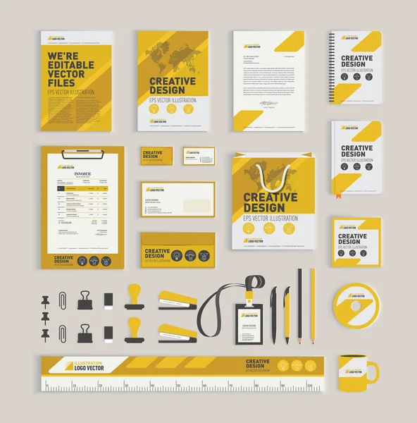 Modello Design Geometrico Giallo Della Corporate Identity — Vettoriale Stock