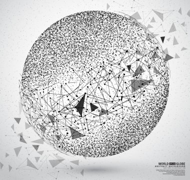 Parçacıklar bağlantı nokta ve çizgiler ile gezegen dünya inşa