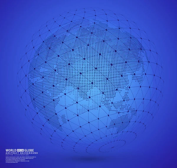 Globo Terrestre Con Sfinge Wireframe — Vettoriale Stock