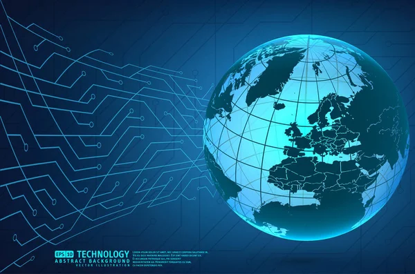 Contexte Technologique Abstrait Avec Monde Entier — Image vectorielle