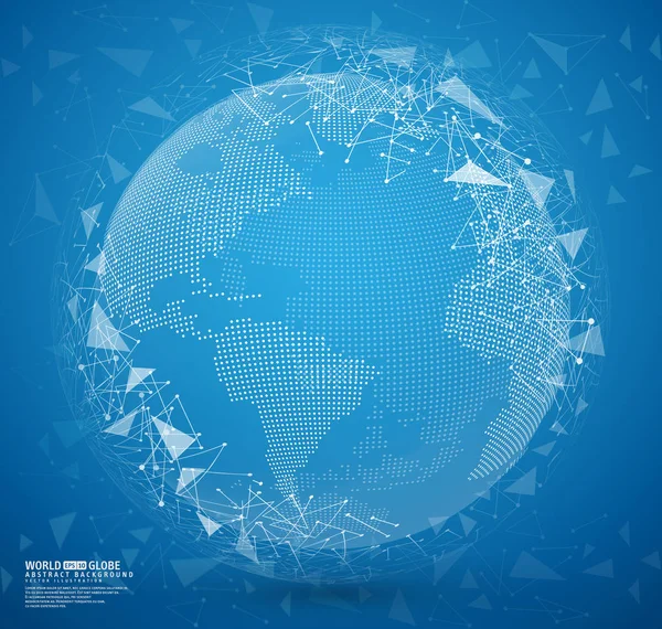 Terra Azul Globo Abstrato Com Pontos Conexão Linhas — Vetor de Stock