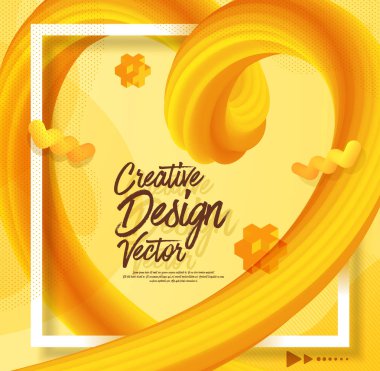 Sarı sıvı soyut poster tasarım 3d stili