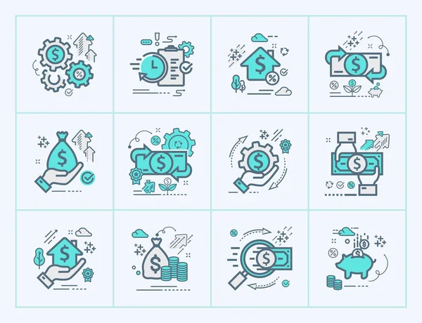 Finans Bankacılık Muhasebe Tasarım Öğeleri Infografik Logo Piktogram Koleksiyonu Için — Stok Vektör