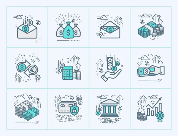 Finans Bankacılık Muhasebe Tasarım Öğeleri Infografik Logo Piktogram Koleksiyonu Için — Stok Vektör