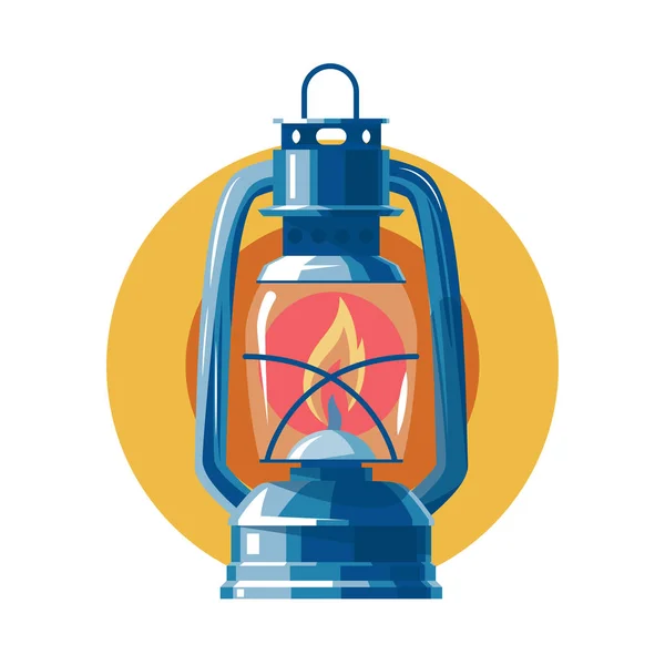 Vektorový Obraz Petrolejové Lampy Světlo Uvnitř Svítilny — Stockový vektor