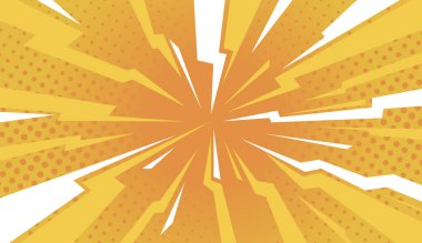 Vektör görüntü pop sanat turuncu arka plan, fermuarlar ile merkeze doğru yönlendirilmiş