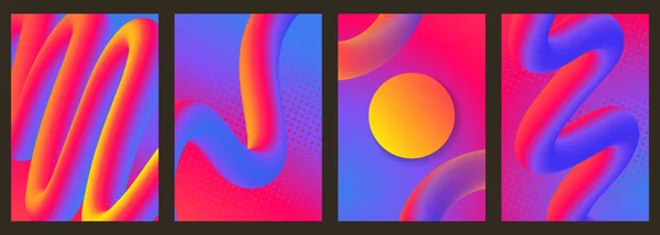 Ensemble de milieux vectoriels abstraits de couleur avec des vagues, des modèles de milieux verticaux — Image vectorielle