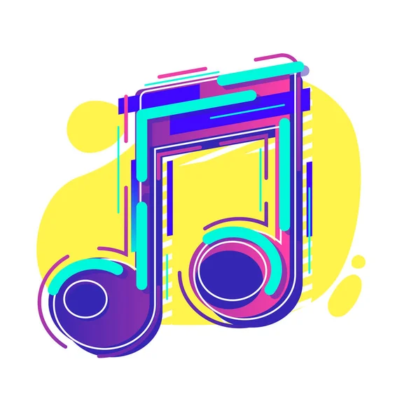 Muzikale noot bestaande uit gekleurde elementen, lijnen en objecten, op een Bubble achtergrond — Stockvector