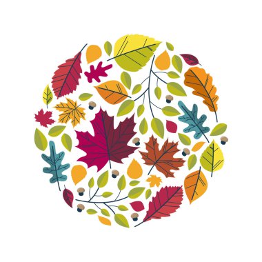 Bir daire düzenlenmiş sonbahar yaprakları vektör görüntü