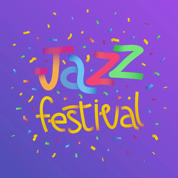 Imagem Texto Cores Vetorial Festival Jazz Com Confete Sobre Fundo — Vetor de Stock