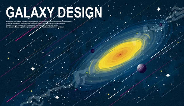 Projeto Vetor Sistema Solar Cor Espaço Com Meteoritos Queda Galáxia —  Vetores de Stock