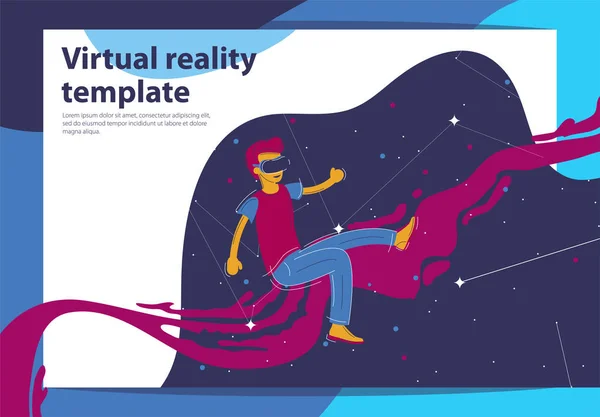 Mladý Muž Virtuální Realitě Nosí Brýle — Stockový vektor
