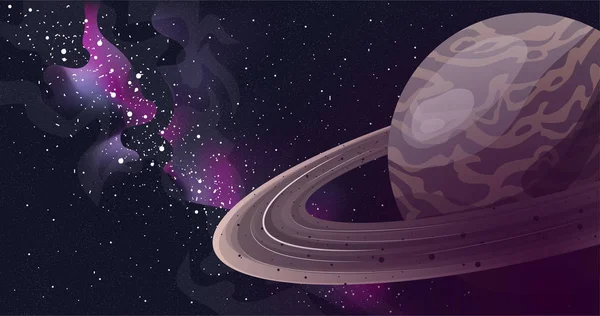 전경과 아름다운 분홍색 공간에서 목성의 이미지 — 스톡 벡터