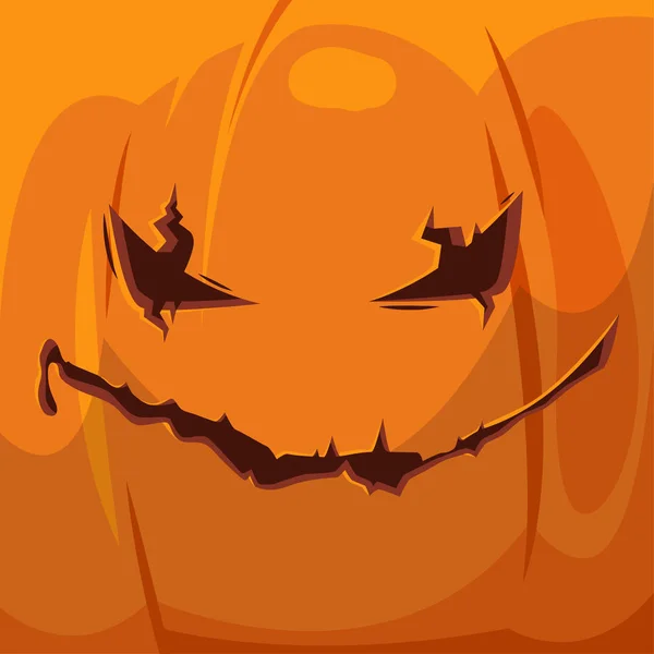 Imagem Vetorial Abóbora Halloween Com Rosto Assustador — Vetor de Stock