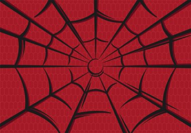 Vector illustration of spider-man web background image on red background clipart