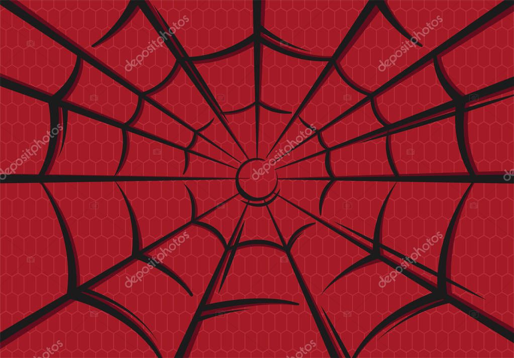 Vector illustration of spider-man web background image on red background