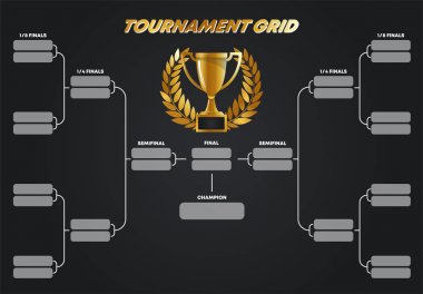 Vector illustration, tournament grid, Cup system, gold Cup with gold wreath winner clipart