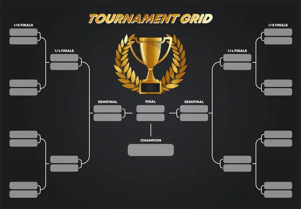 Απεικόνιση Διανύσματος Πλέγμα Τουρνουά Σύστημα Κυπέλλου Κύπελλο Χρυσού Χρυσό Στεφάνι — Διανυσματικό Αρχείο