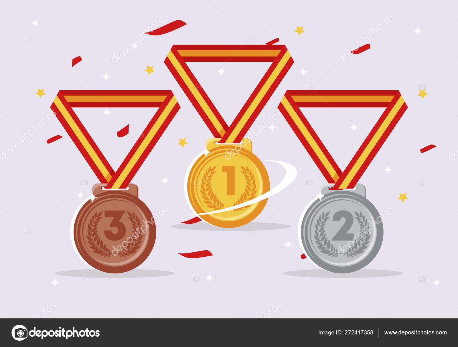 Vector Illustration Winners Medals First Second Third Place Gold Silver ...