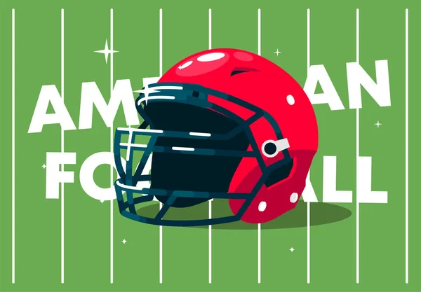 Ilustración Vectorial Casco Para Fútbol Americano Campo Fútbol Verde — Vector de stock