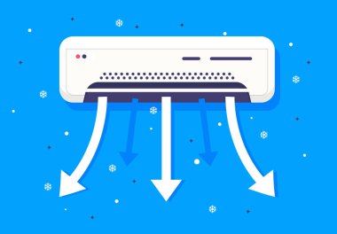 Duvarda asılı çalışan bir klima vektör illüstrasyon, yeniler ve hava soğur