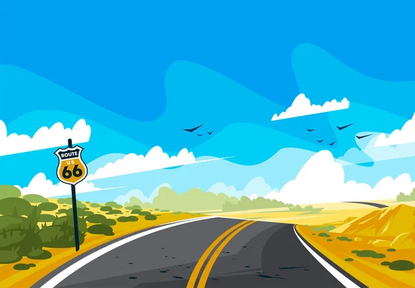 Векторная Иллюстрация Ландшафта Асфальтированной Дороги Простирающегося Горизонт Ландшафт Сельской Дороги — стоковый вектор