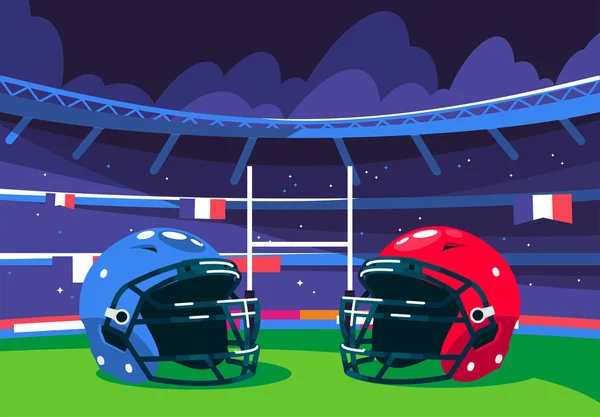 Vector Illustration American Football Stadium American Football Helmets Stands Gates — ストックベクタ