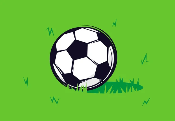 Vektor Illustration Eines Fußballballs Auf Einem Fußballplatz Rasen — Stockvektor