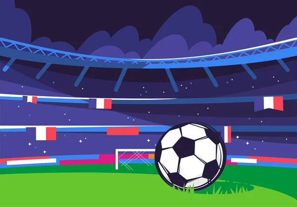 Vektor Illustration Eines Auf Dem Grünen Rasen Liegenden Fußballballs Auf — Stockvektor