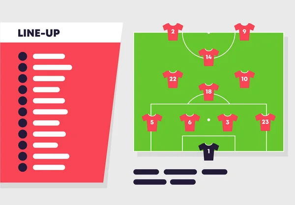 Vektorová Ilustrační Šablona Startovní Řady Fotbalového Klubu Před Zápasem — Stockový vektor