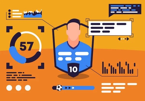 Illustrazione Vettoriale Delle Statistiche Dei Calciatori Professionisti Con Grafici Grafici — Vettoriale Stock